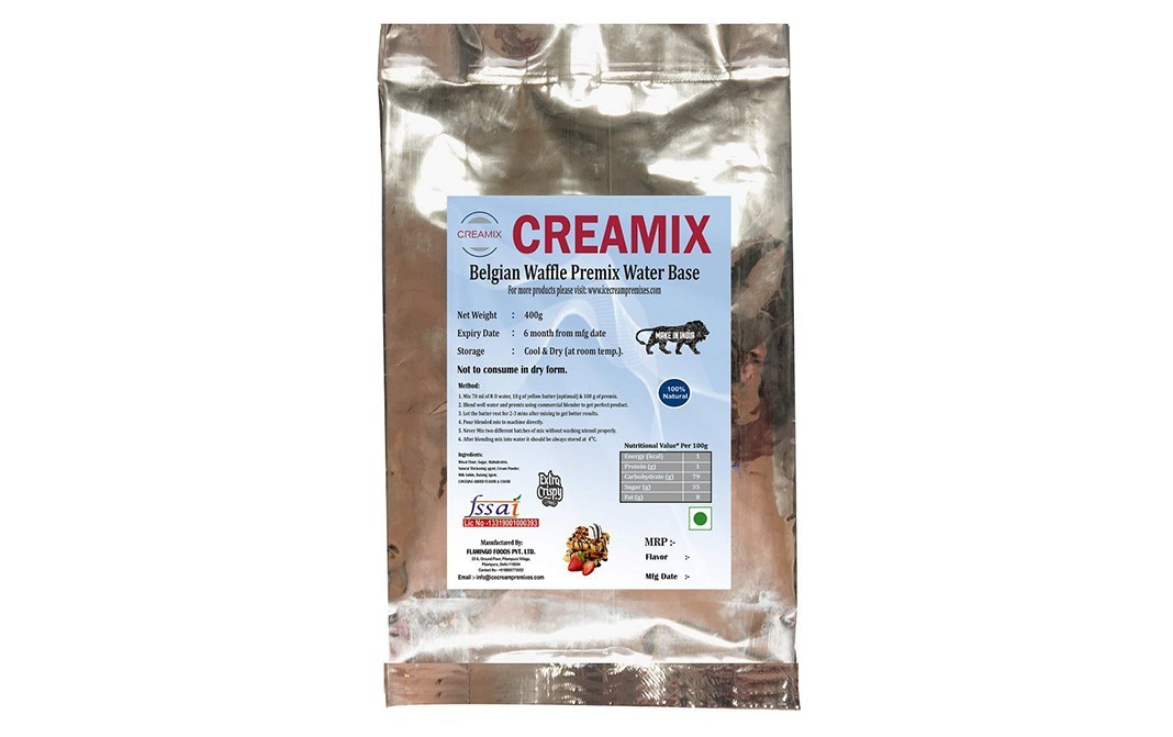 Creamix Belgian Waffle Premix Water Base   Pack  400 grams
